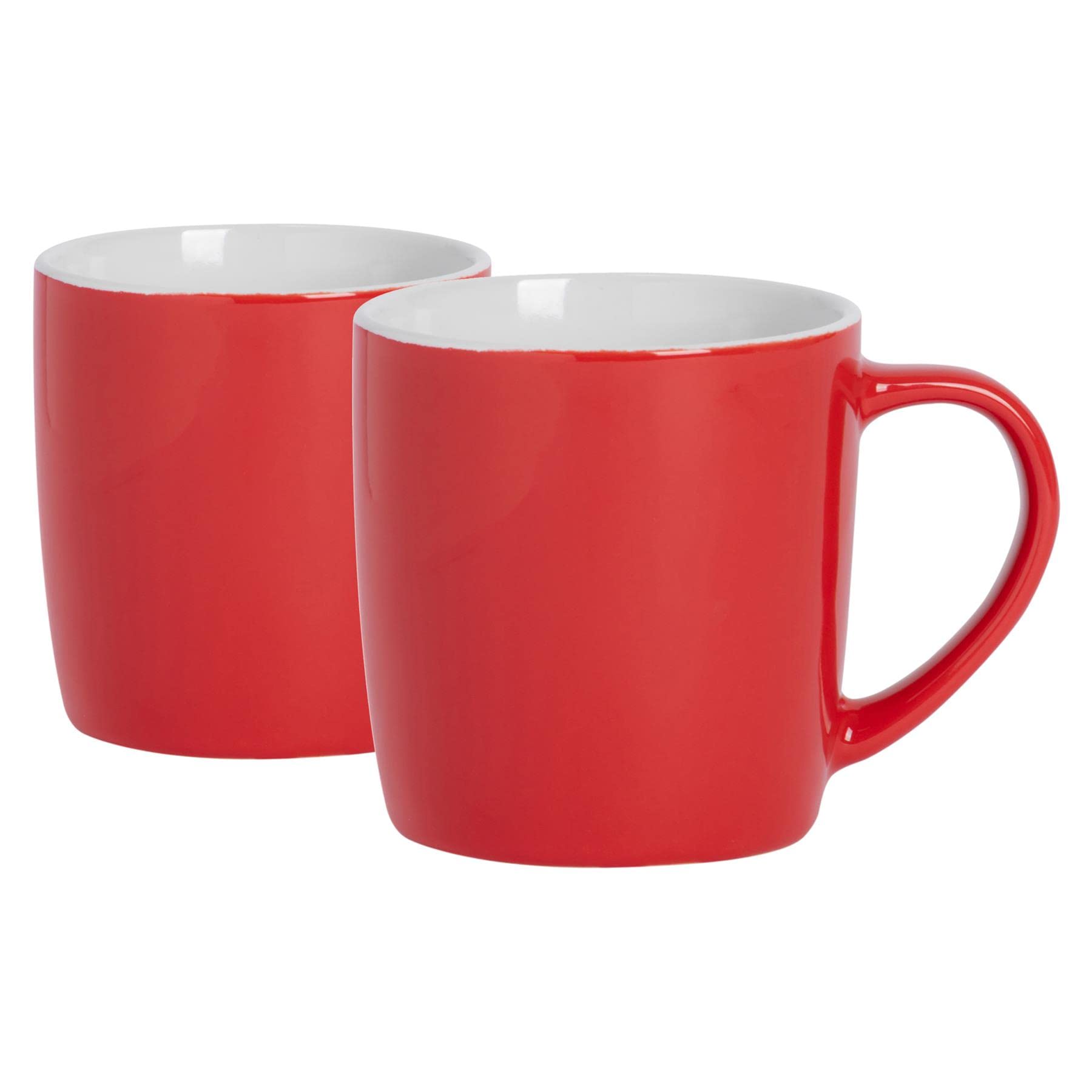 Argon Tableware Coloured Coffee Mugs - Red - 350ml - Pack of 2 - Gloss Ceramic Stoneware Latte Cappuccino Cups Hot Chocolate Cups Colourful Mug Set with Handle โ image 1