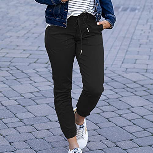 Womens Dressy Casual Slim Fit Tapered Cargo Pants Skinny High Waist Lightweight Pull On Pants with Pockets for Work2