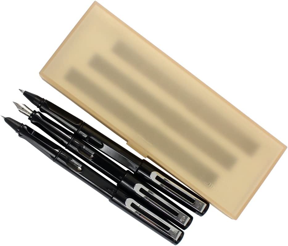 Stifte, Gelschreiber, Kugelschreiber, 3 Stück Kunststoffstifte, 1 Stück Füllfederhalter, 1 Stück feine Feder und 1 Stück Tintenroller mit Stiftbox – Gelb (Farbe: Schwarz)