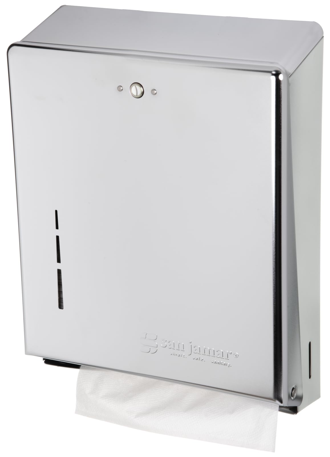 San Jamar C-Fold/Multifold Commercial Towel Dispenser by Carlisle FoodService Products – 14.8" x 11.4" x 4", Stainless Steel, Chrome, Model T1900XC