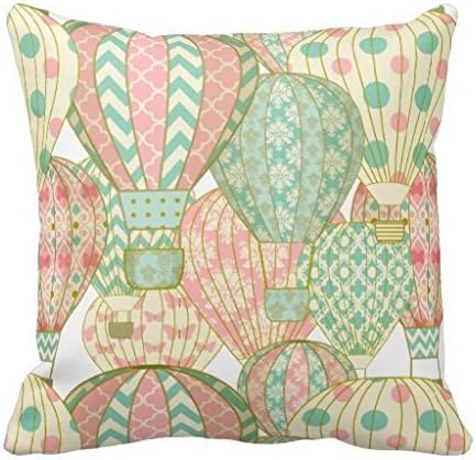Pastel Pink And Blue Hot Air Balloons Pillow Case 18" * 18"
