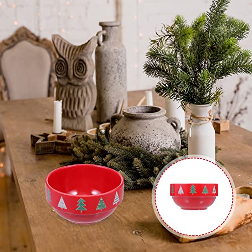 Natal Cerâmica Sopa Tigelas de Cereal: para a Salada de Macarrão Sopa de Cereais Xmas Tigela Vermelh