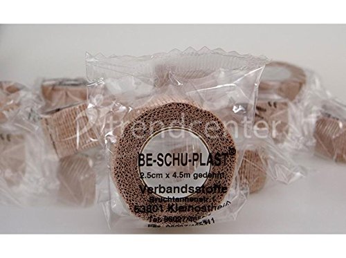 10 x Rollen Fingerverband Pflaster BE-SCHU-PLAST Tape wasserfest elastisch Rot, Blau und Haut, Farbe:Haut