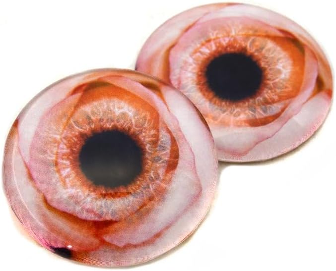 Rose Gold Flower Glass Eye Cabochons for Pendant Making Wire Wrapped Jewelry Faux Craft Taxidermy or Sculptures (60mm)