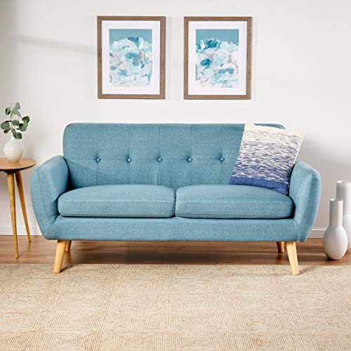 Christopher Knight Home Josephine Mid-Century Modern Petite Fabric Sofa, Blue / Natural #TOP17