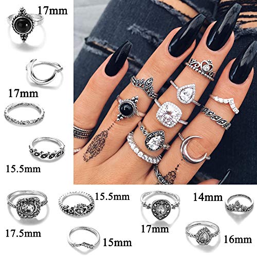 Loyallook 84Pcs Midi Ring Bohemian Knuckle Ring Sets Fashion Finger Vintage Silver Stackable Rings For Women Knuckle Midi Rings #TOP2