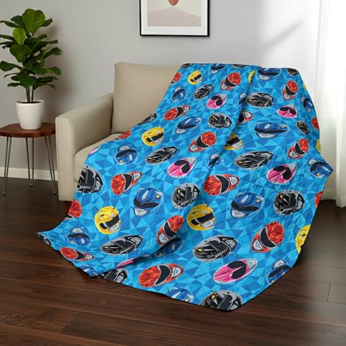Image of Northwest Power Rangers Geo Power Full /Queen Quilted Blanket, Comfy Throw, Adults Boys Girls, Soft Lightweight Bedding for Bed, or Couch, 90 x 90 inches