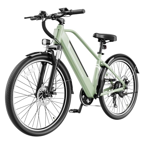 Jasion YC1 Electric Bike for Adults, 26'' Commuter Ebike, 1200W Peak Motor, 375WH Removable Battery, 40Miles 25MPH Max Speed, 7-Speed Bicycle, Front Suspension Women E Bike, UL2849 Certification