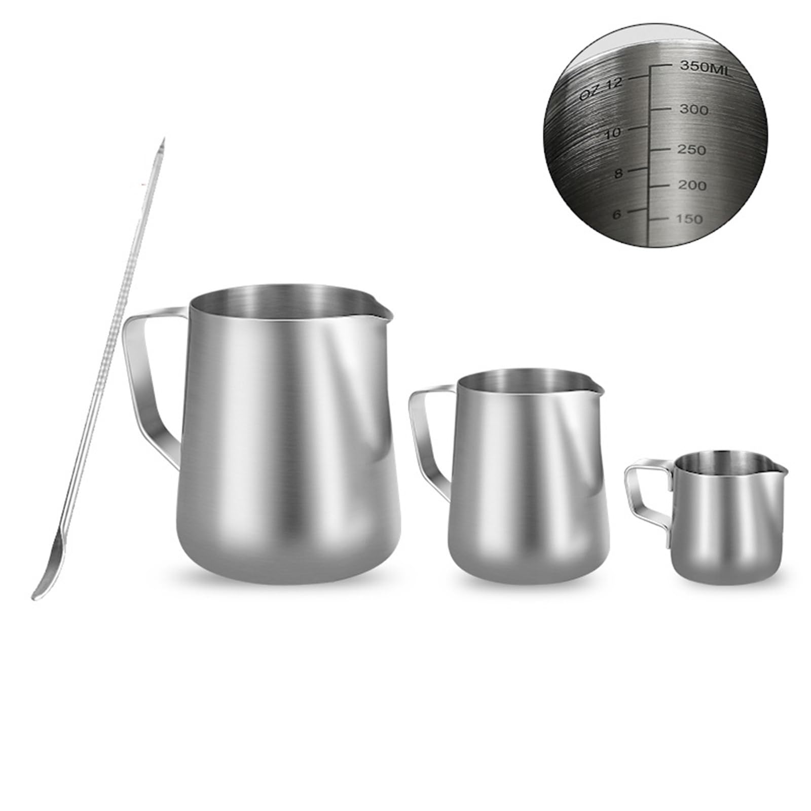 Jarra de Espumador leche, recipiente acero inoxidable 100ML, 350ML, 600ML, tazas café, Latte, Barista, Espresso, accesorio, 2 uds Para Espumar(600ML With Scale)