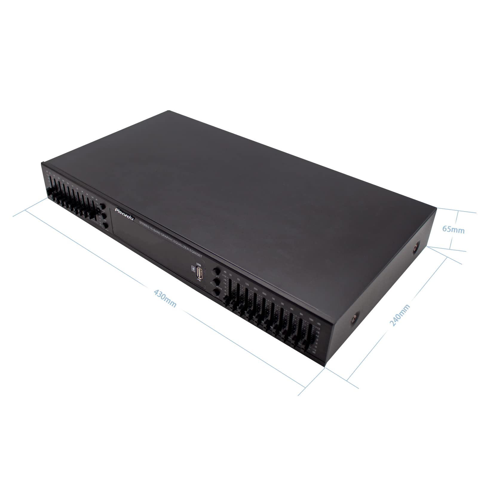 Toplionace EQ665 Stereo Equalizer, 220V Hifi Home EQ Equalizer Dual-10 BAND-Stereo Höhen Alt Bass Regelung mit Integriertem Bluetooth (EQ665, Schwarz)