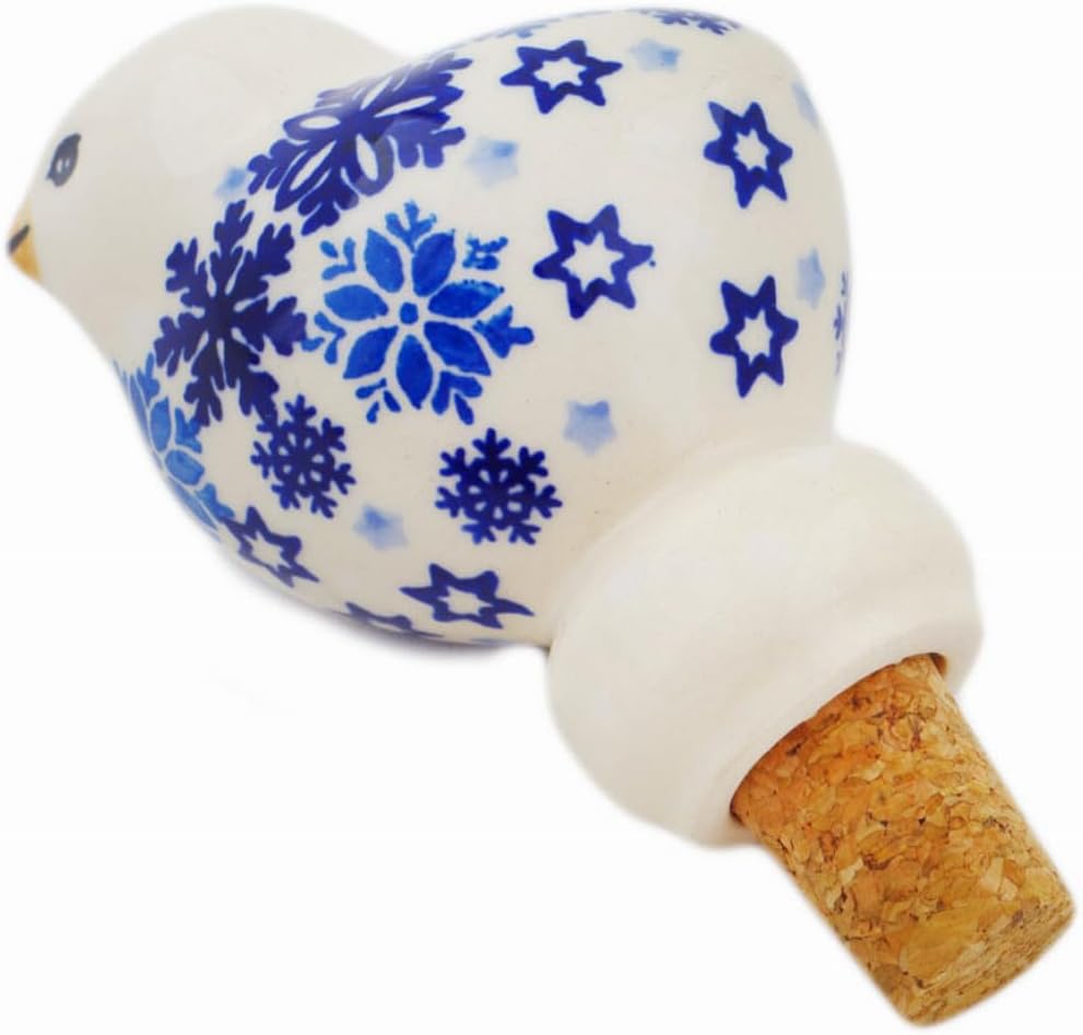 Polmedia Polish Pottery Bottle Stopper - Snowdrift Pattern Handmade in Boleslawiec Poland + Certificate of Authenticity