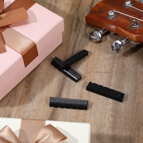 4Pcs String Guitar Nut, 43mm/1.69in Plastic Acoustic Guitar Nut for Electric Replacement, Universal Electric Guitars Parts Accessories for Acoustic Guitars(Black) - Image 7