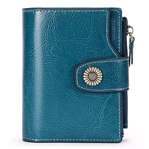 FALAN MULE Small Wallet for Women Genuine Leather Bifold Compact RFID Blocking Small Womens Wallet