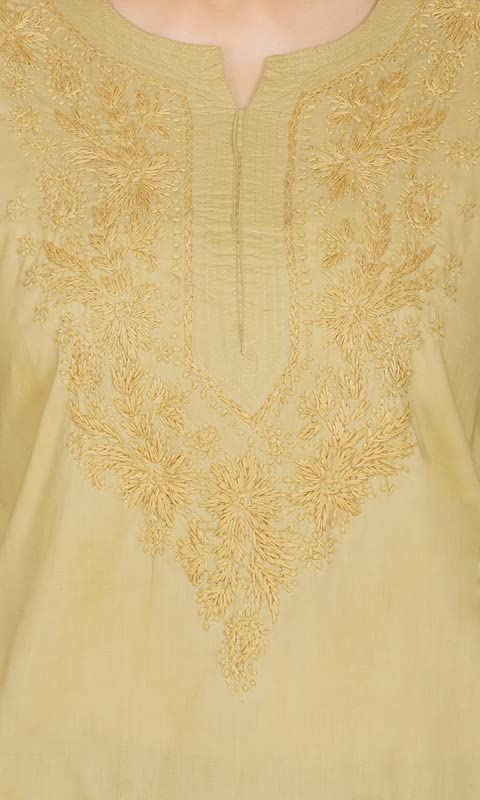 Image of Vahson Designer Hand Lucknowi Chikankari Embroidery Cotton Short Kurti for Women /Girls