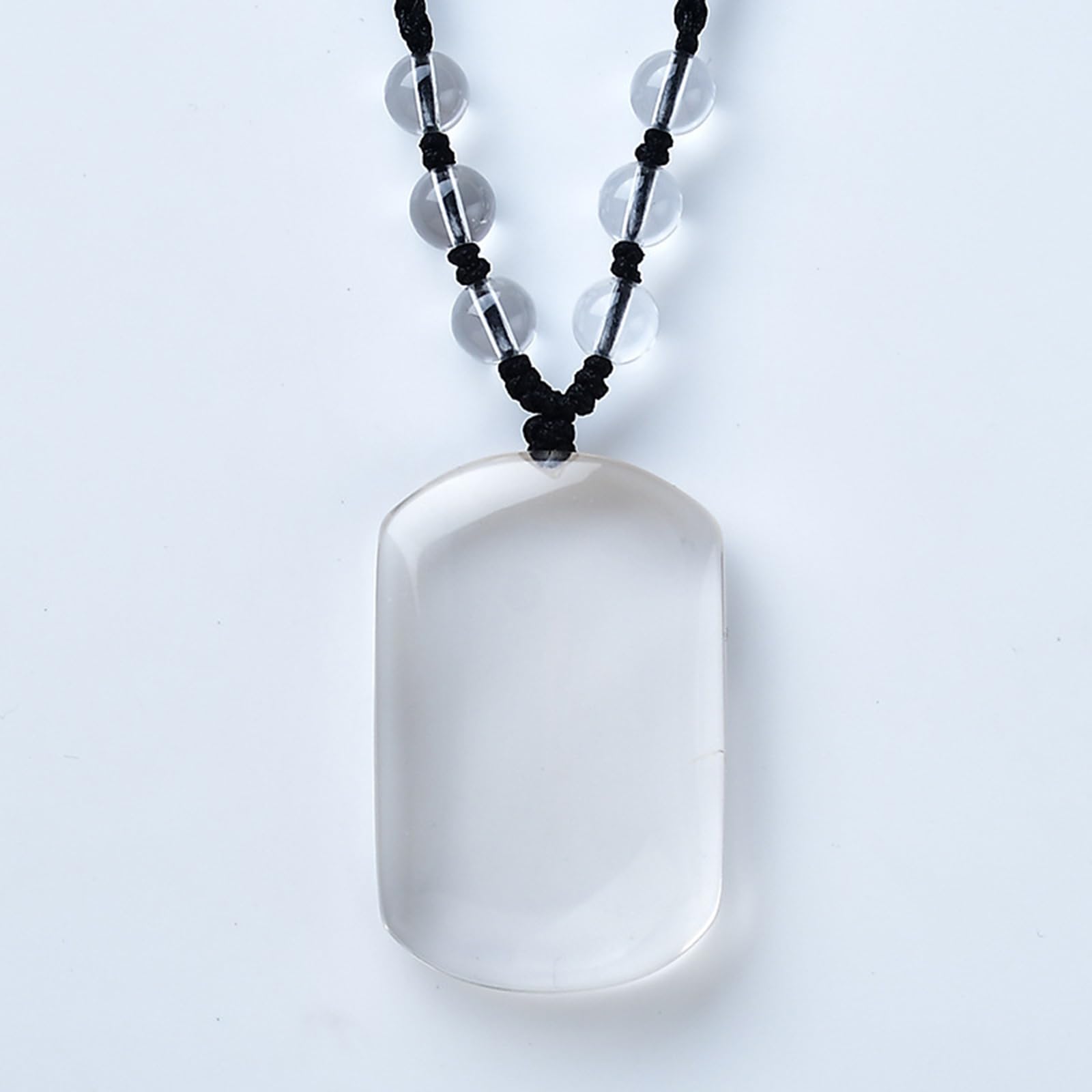 Collar con Colgante Rectangular de Cuarzo Transparente Natural – Collar de Piedra de Cristal para Mujeres y Hombres, joyería de Cuarzo Reiki para protección,40.5 * 26.4 * 8.7mm