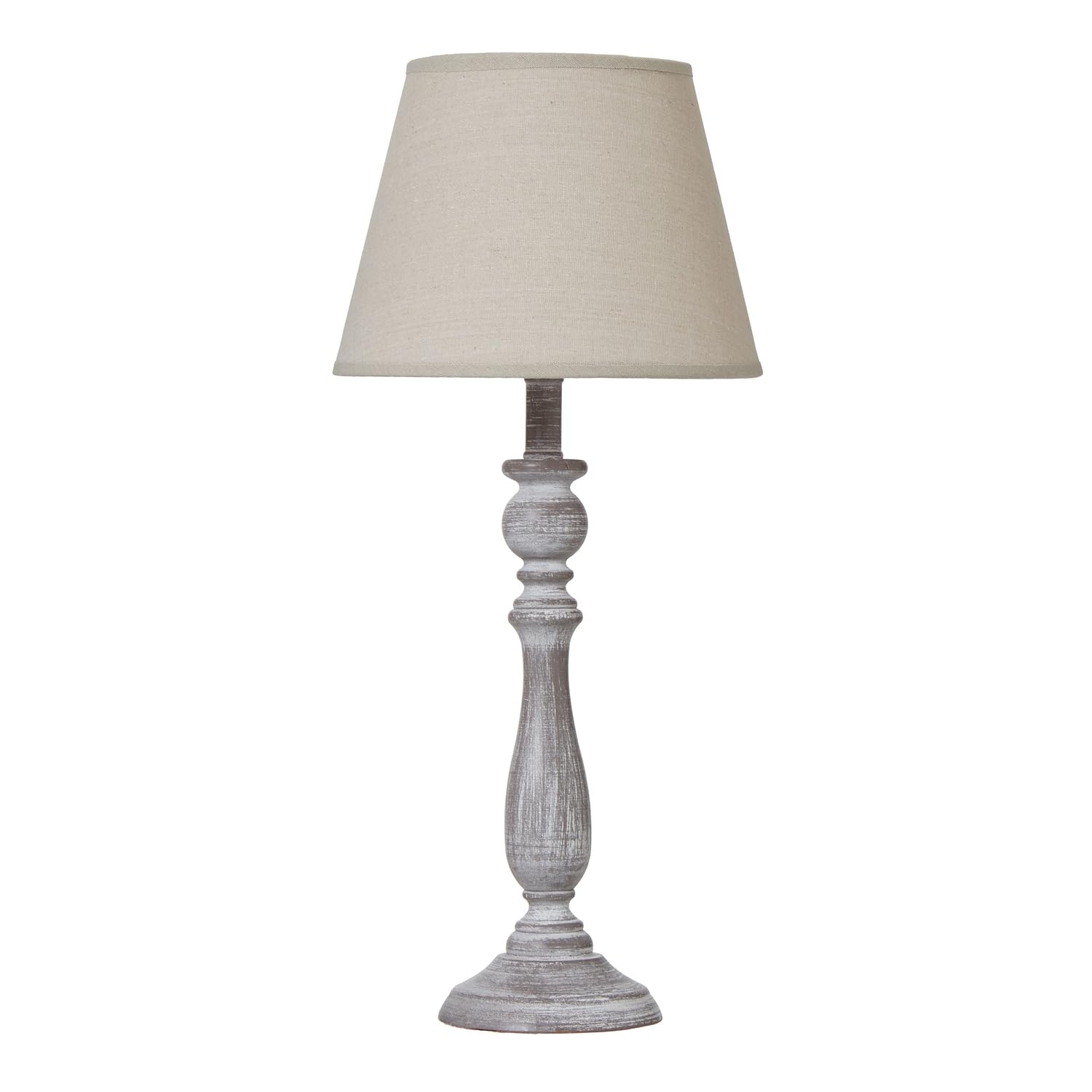 Maisonica Grey/Light Large 55Cm Taupe Wooden Bedside Table Lamp Shabby Chic W Linen Shade