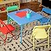 Flash Furniture Mindy Kids 5-Piece set Folding Square Table and Chairs Set for Daycare and Classrooms, Children's Activity Table and Chairs Set, Multicolor