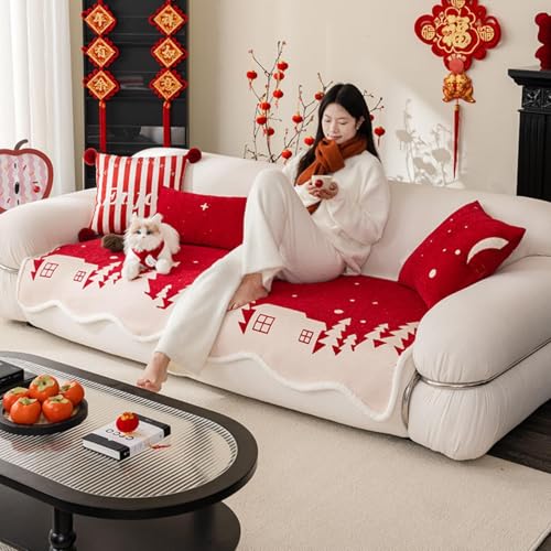 Housse de canapé de Noël rouge lavable pour canapé sectionnel - 3