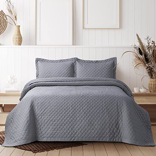 Tribeca Living Brisbane Twin Microfiber Quilt Set, Platinum