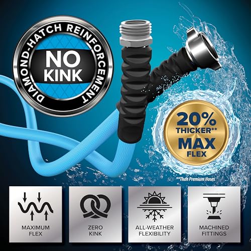 Image of Camco EVOFlex 35-Ft RV Drinking Water Hose - Features Extra Flexible Design w /Stainless Steel Strain Relief Ends - Lead-Free, BPA-Free and Phthalate-Free - 5 /8 inch Inside Diameter (22595)