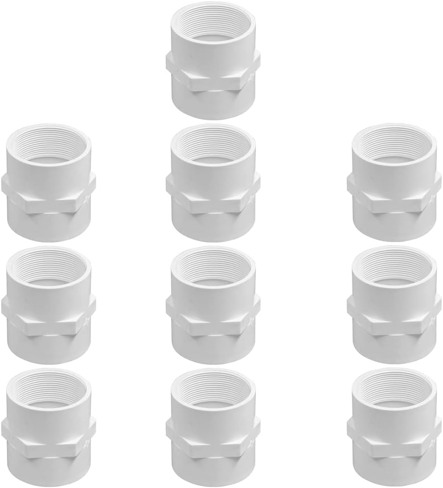 2" PVC Pipe Fitting Adapter Connector Union Coupling Schedule 40 (Slip Socket x NPT Female Pipe Thread), Pack of 2