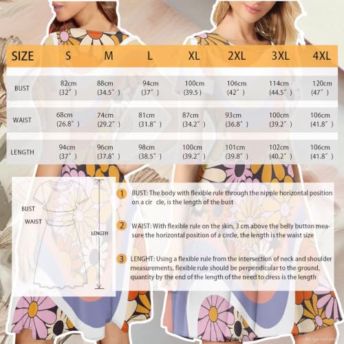 Image of POLERO Women Puffy Swing Elegant Party Midi Dresses Short Sleeve Round Neck A-Line Dress