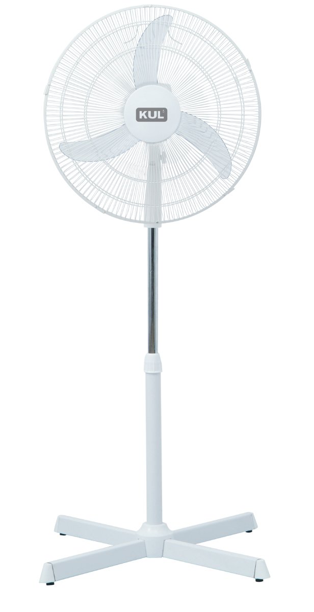 KUL Cross Bar Base 3-Speed Energy Efficient Oscillating Pedestal Fan, 18-Inch, White