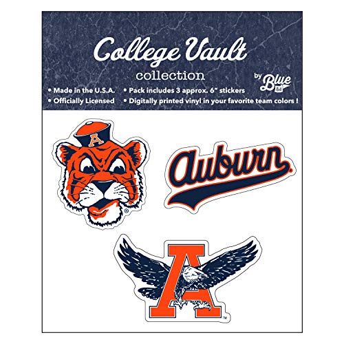 Reserve Collection by Blue 84 NCAA Auburn Tigers 6 College Vault Vinyl Sticker 3-Pack, Auburn Tigers Navy, One Size