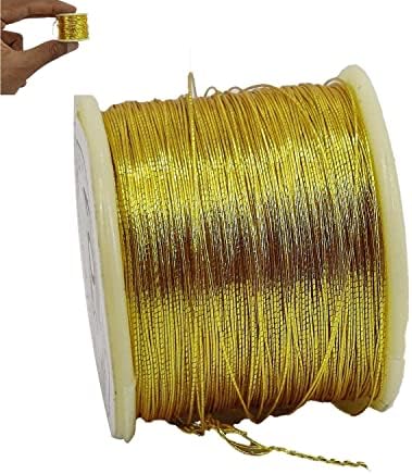 Aumni Crafts Zari Metallic Threads 0.1 MM (1 Roll) Gold Color for Aari Work Sewing Embroidery Garment Needlework Crafts
