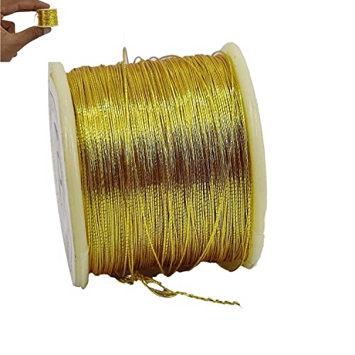 Image of Zari Metallic Threads 0.1 MM (3 Rolls) Gold Color for Aari Work Embroidery Sewing Garment Needlework Crafts