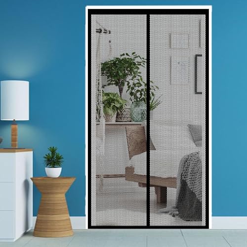 Zanzariera Magnetica per Porte Finestre 63 x 220 cm Anti Insetti Traspirante Tenda Magnetica Traspirante per Porte D'Ingresso, Cortili, Nero