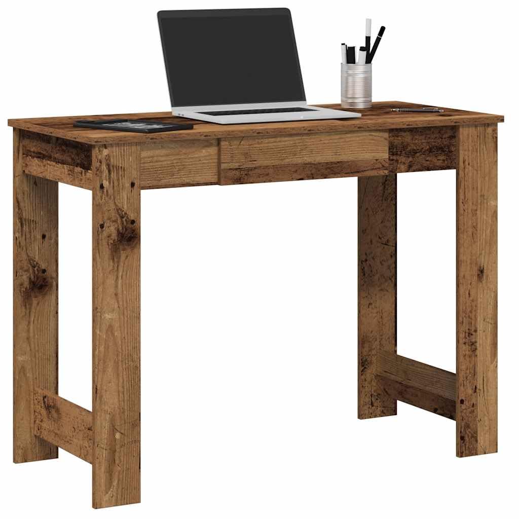 Escritorio con aspecto de madera envejecida, 100 x 45 x 75 cm, mesa de ordenador de madera con amplia superficie de trabajo y mucho espacio para carpetas y dispositivos de PC, versátil
