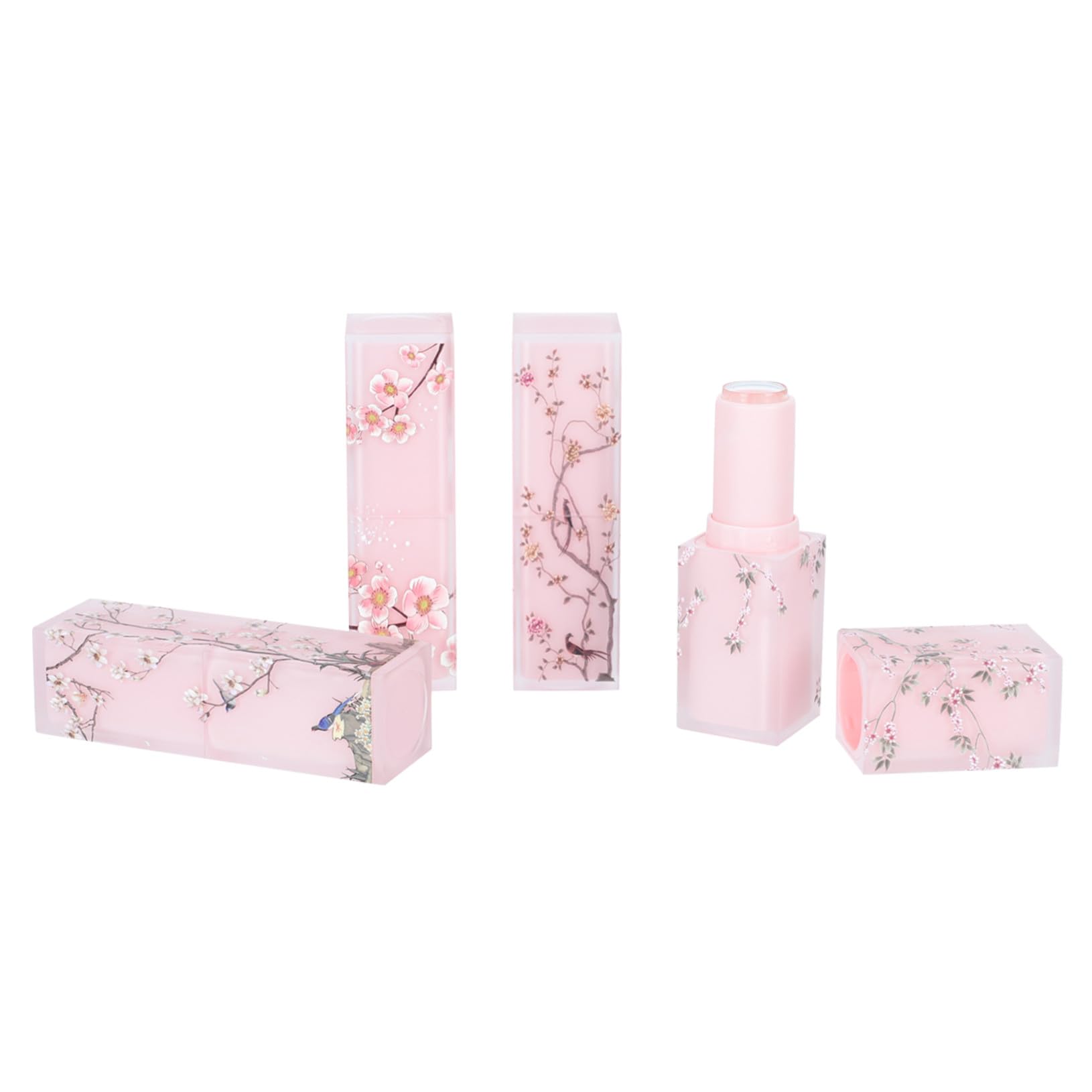 Tubo de Lápiz Labial Estilo Chino Abs Rosa 4 Piezas