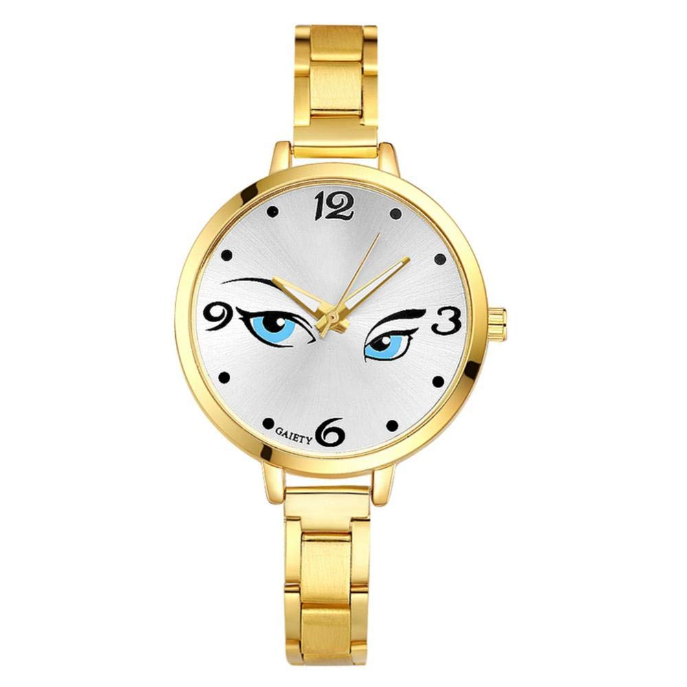 Women Beauty Blue Eyes Pattern Fine Alloy Strap Quartz Watch Analog Dress Wristwatch(01)