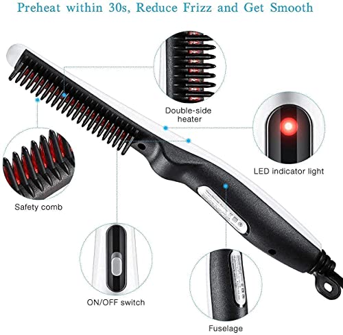 Image of AVIARA Quick Hair Styler for Men Electric Beard Straightener Massage V2 Hair Comb Multifunctional Curly Hair Straightening Comb Curler | 1 Pcs