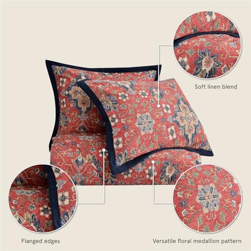 Image of HiEnd Accents Melinda Washed Linen 3 Piece Queen Floral Comforter Set