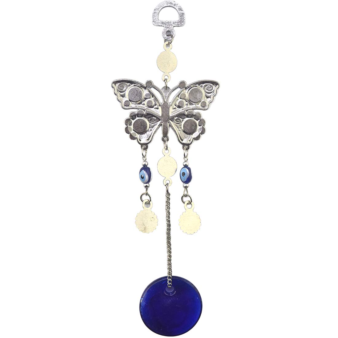 DIY PARK Turkish Blue Evil Eye Rhinestone Butterfly Amulet Lucky Charm Wall Hanging Pendant Blessing Protection Gift Decor (Color D)