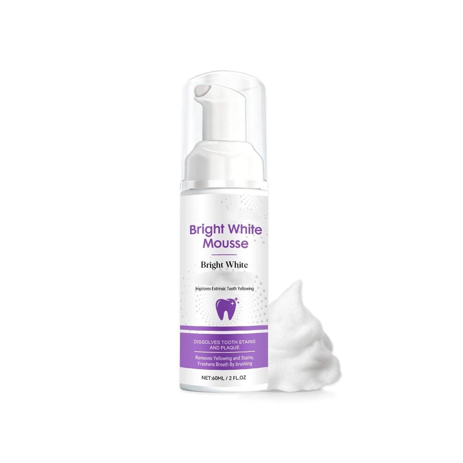 Mousse for limpieza dental de 60 ml: una espuma rica y cremosa que ayuda a mantener el esmalte absorbe las manchas superficiales(2pcs)