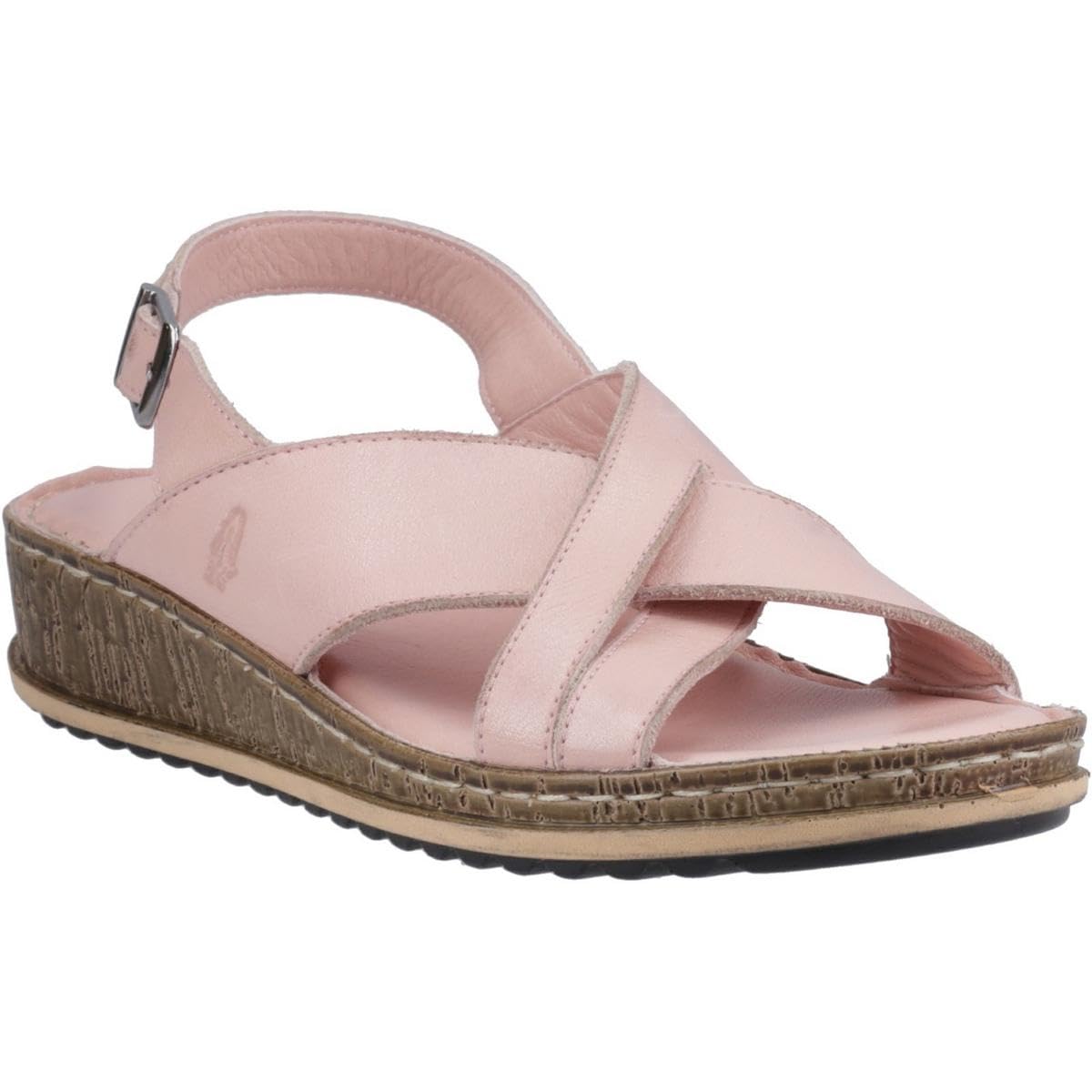Hush Puppies Female Elena Cross Over Wedge Sandal, Blush, 8