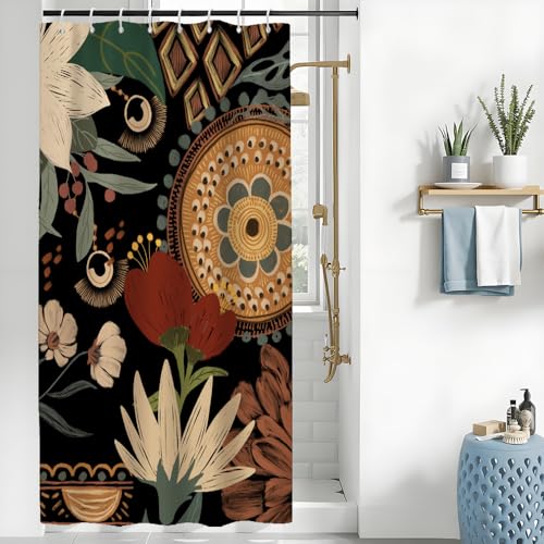 Uiiooazy Duschvorhang 120x200cm, Duschvorhang Grüne Blätter Boho Blumen...