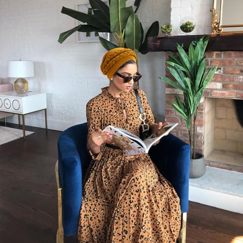 Image of DRESHOW African Women Turban Caps Beanie Twist Headscarf Pre-Tied Double Twisted Braid Hair Cover Wrap Hat Chemo Cancer Cap