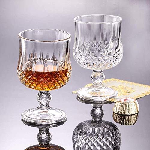 Image of Italian Style Classic White or Red Wine Glasses 230 ml Premium Crystal Clear Diamond Cut Glass | Perfect for Cocktail, Brandy, Mocktail, Champagne Set of (Small cry.$, 8)