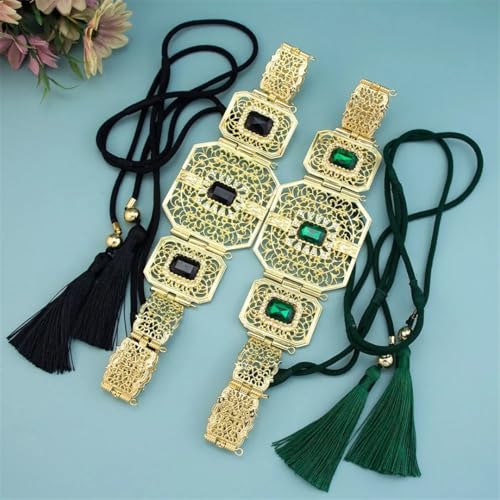 Cadena de cintura dorada para mujer con borla de diamantes 2