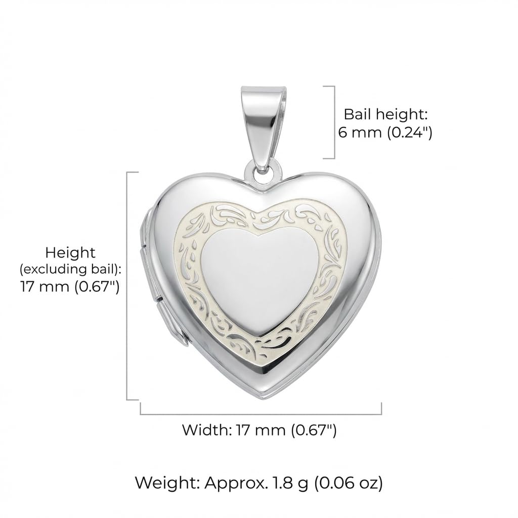Alexander Castle Herz 925 Sterling Silber Kette mit Foto Medaillon für Damen Mädchen Kinder - 17mm x 17mm - 18" Sterlingsilber Foto Kette & Schmuck Geschenk-Box