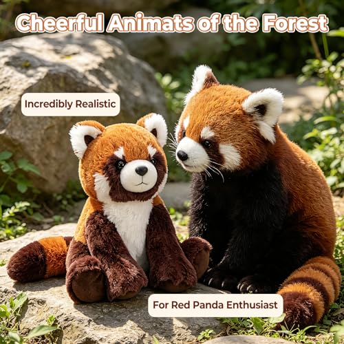 Image of Ditucu Red Panda Stuffed Animal 8 inch Cute Realistic Plush Toys Ultra Soft Plushies Gifts for Kids