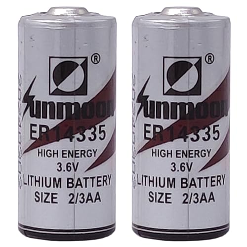Giobbiy (2-Pcs) ER14335 2/3AA Battery 3.6V 1650mAh Primary Lithium Battery (3.6 Volt, 1.65 Ah, Non-Rechargeable)