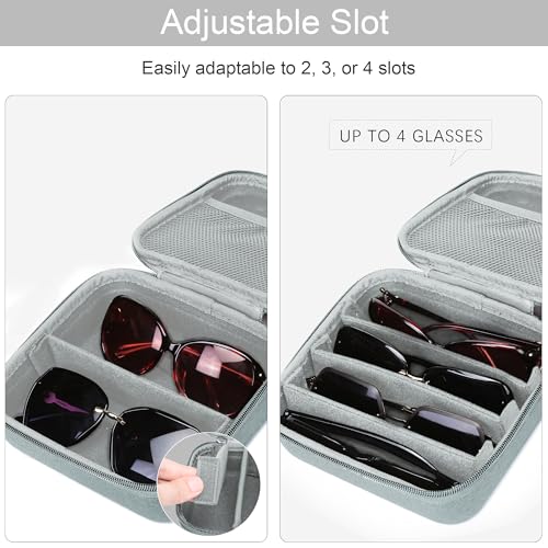Image of Bukere Travel Sunglasses Organizer Case Adjustable Slot For Multiple Eyeglasses Hard-shell Portable Storage Box for Men Women