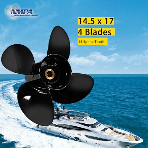 Image of VIF OEM Upgrade 14 1 /2x17 Aluminum Boat Propeller for Yamaha 150hp 175hp 200hp 220hp 225hp 250hp 300hp F150 F175 F200 F225 Outboard Engines,15 Tooth, 4 Blades, Rh