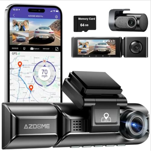 XRC TECH Câmera veicular de 3 canais para carros, gravador de vídeo 4K frontal interno e traseiro, G