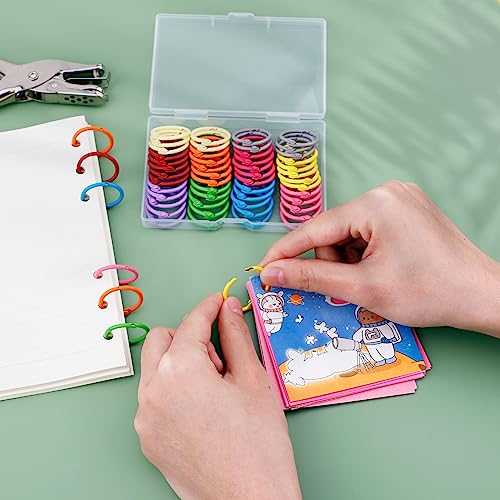 Image of Antner 50PCS Metallic Binder Rings 1 Inch Colorful Loose Leaf Rings for Index Cards, Metal Steel Book Rings Keychain Key Rings Notebook Rings for School Office Home, 10 Colors